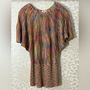 Vintage Y2K Intrigue Women’s L Rainbow Space Dyed Dolman Flutter Sleeve Top